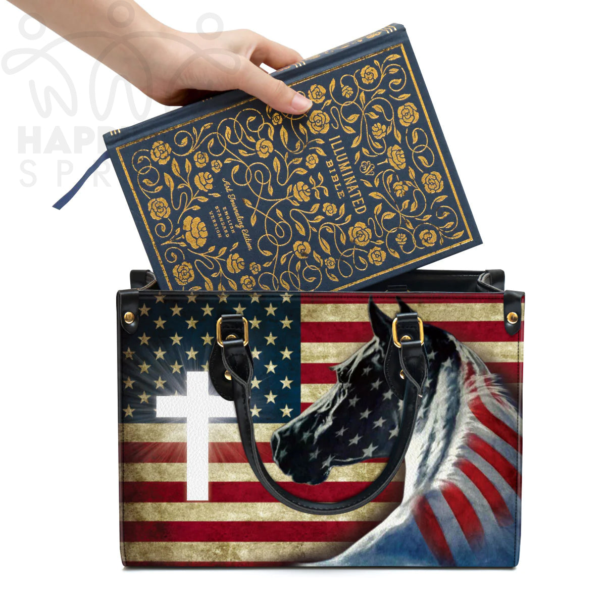 Christianart Handbag, Personalized Hand Bag, American Flag 4th of July, Personalized Gifts, Gifts for Women. - Christian Art Bag