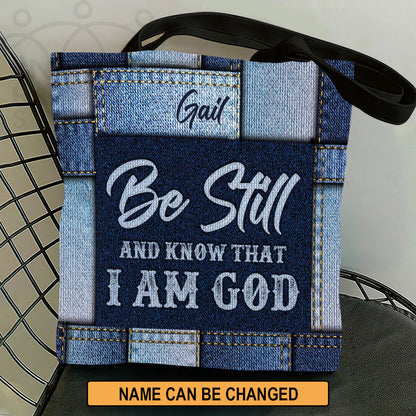 Christianart Handbag, Personalized Hand Bag, Be Still And Know That I Am God, Personalized Gifts, Gifts for Women. - Christian Art Bag