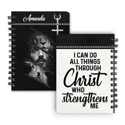 Christianart Spiral Journal, I Can Do All Things Through Christ, Personalized Spiral Journal, Jesus Spiral Journal. - Christian Art Bag