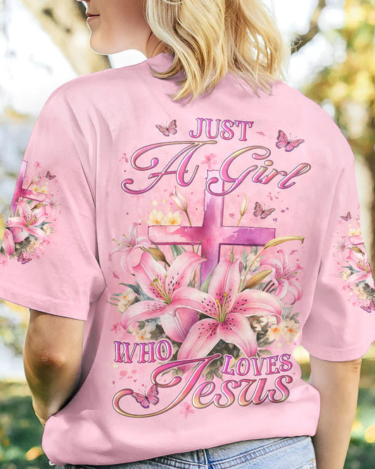Christianartbag 3D T-Shirt For Women, Just A Girl Who Loves Jesus Women's All Over Print Shirt, Christian Shirt, Faithful Fashion, 3D Printed Shirts for Christian Women, CABDS04261223 - Christian Art Bag
