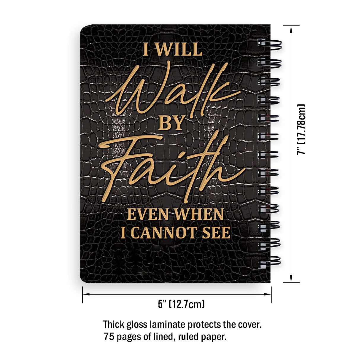 Christianart Spiral Journal, I Will Walk By Faith, Personalized Spiral Journal, Jesus Spiral Journal. - Christian Art Bag