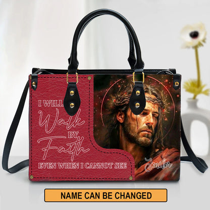 HPSP Checkbook Cover, Personalized PU Card Bag, I Will Walk By Faith Even When I Cannot See. - Christian Art Bag