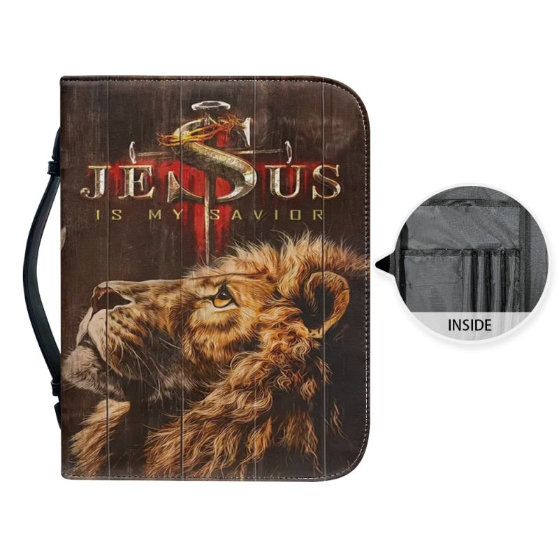 Personalized Bible Cover with Majestic Lion - CHRISTIANARTBAG Faith-Inspired Accessory