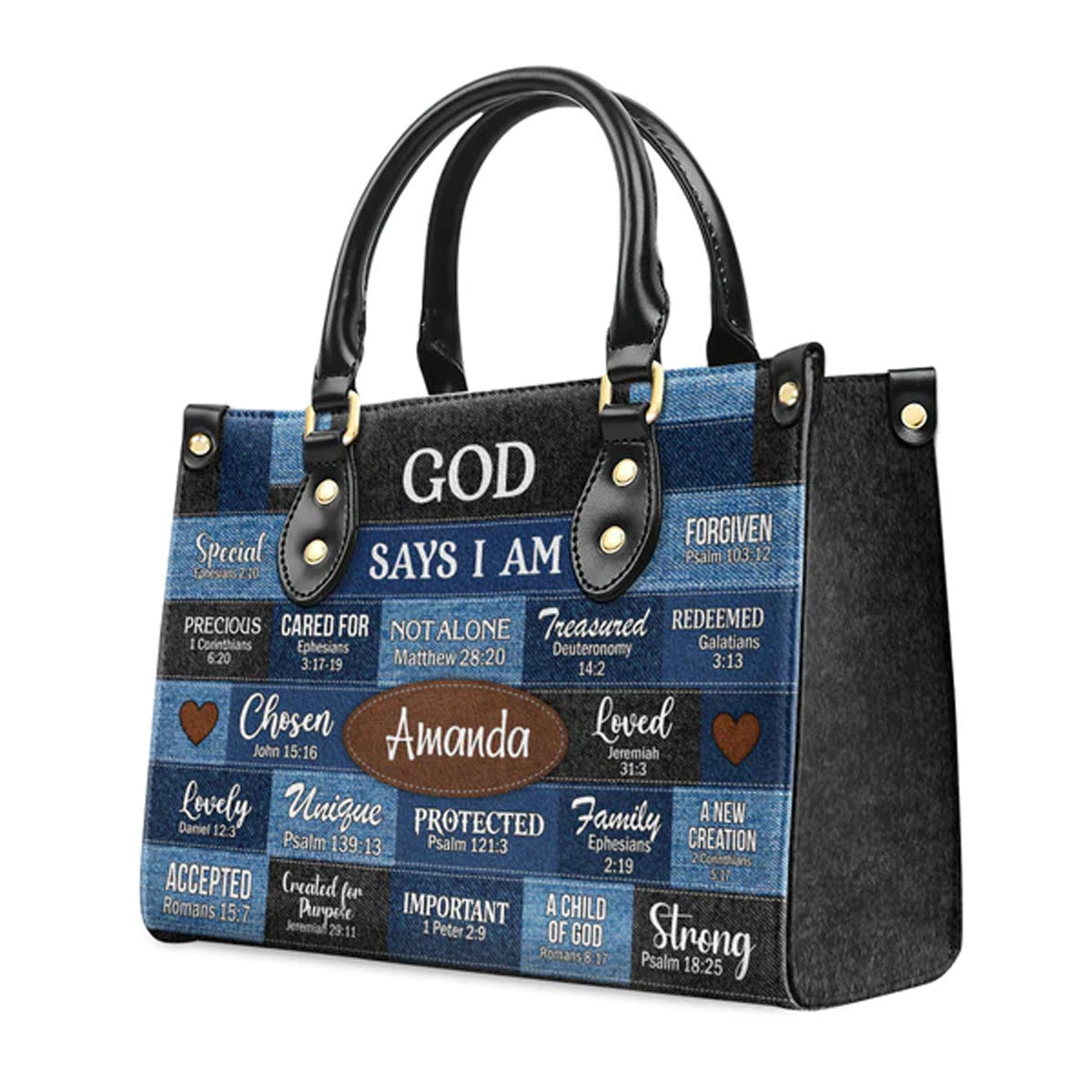 Christianartbag Handbags, God Says I Am Strong Leather Bags, Personalized Bags, Gifts for Women, Christmas Gift, CABLTB01300723. - Christian Art Bag