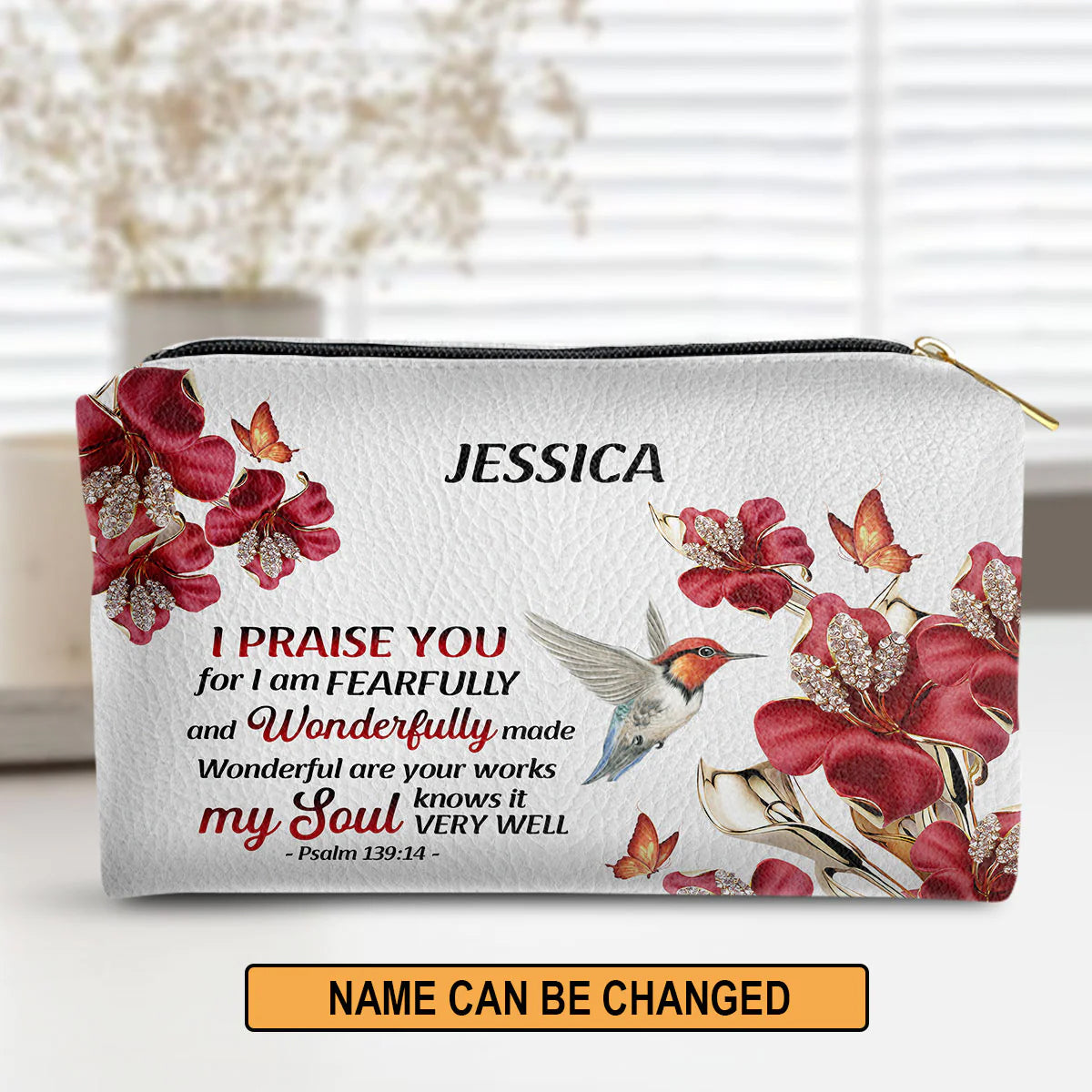 Christianartbag Makeup Cosmetic Bag, My Soul Knows It Very Well, Christmas Gift, Personalized Leather Cosmetic Bag. - Christian Art Bag