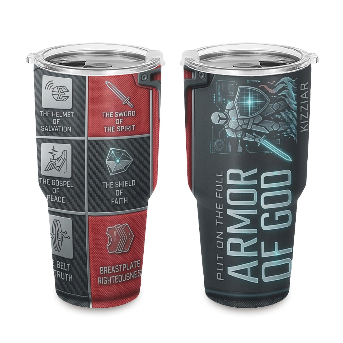 40oz Travel Mug, Double Wall Vacuum Insulated Coffee Cup, Engraved 'Armor of God' Design, Ideal Religious Gift CAB01052926