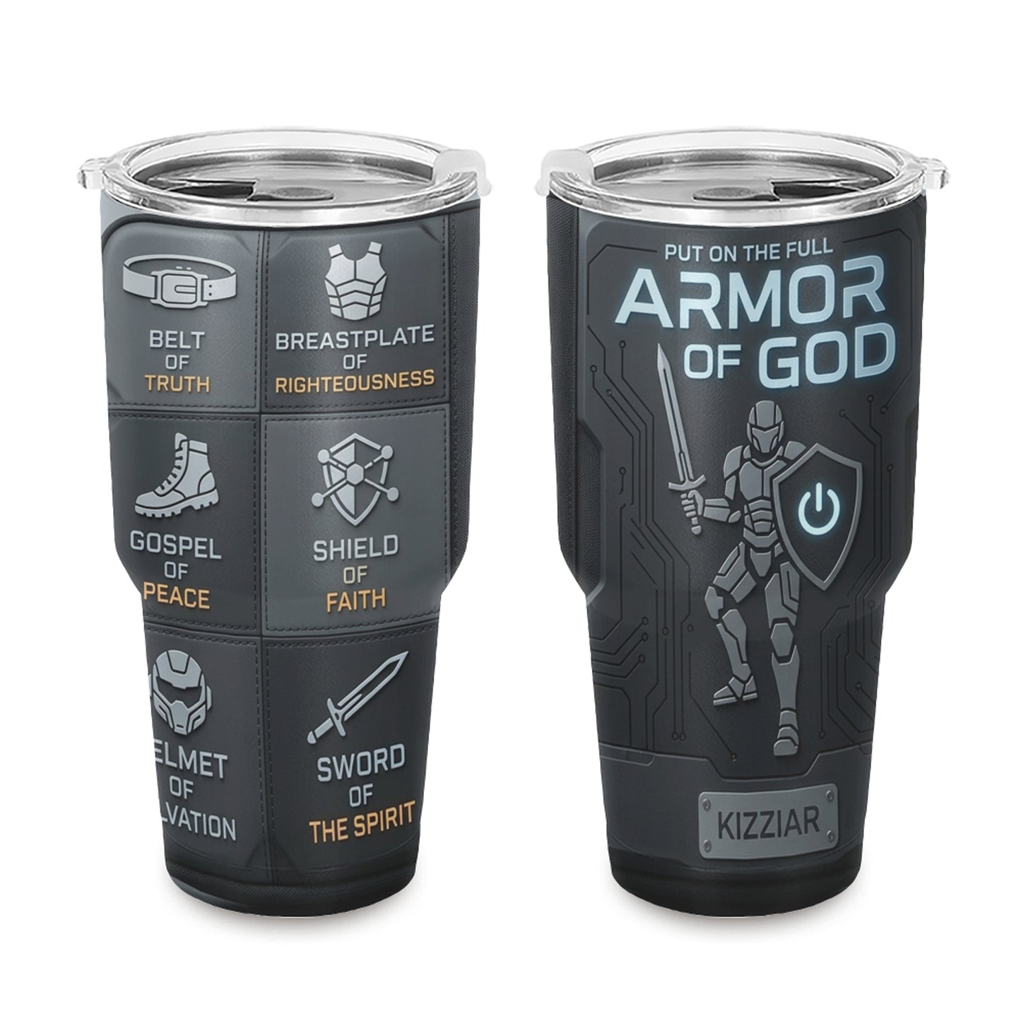 40oz Travel Mug, Double Wall Vacuum Insulated Coffee Cup, Engraved 'Armor of God' Design, Ideal Religious Gift CAB01052926