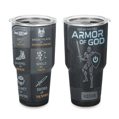 40oz Travel Mug, Double Wall Vacuum Insulated Coffee Cup, Engraved 'Armor of God' Design, Ideal Religious Gift CAB01052926