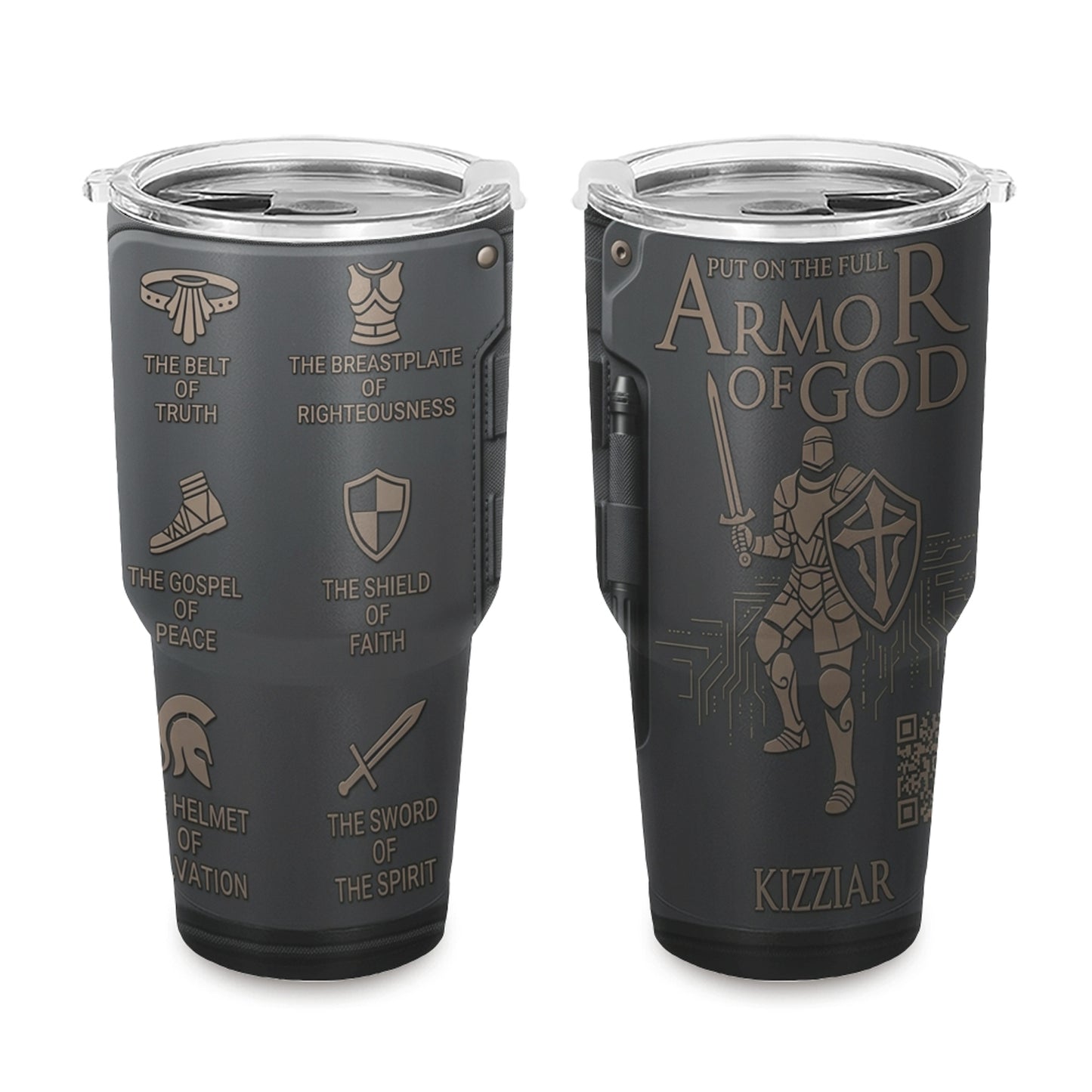 40oz Travel Mug, Double Wall Vacuum Insulated Coffee Cup, Engraved 'Armor of God' Design, Ideal Religious Gift CAB01052926