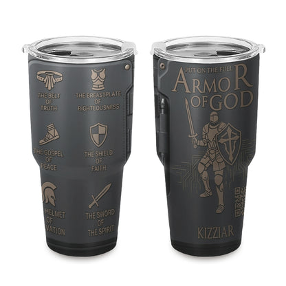 40oz Travel Mug, Double Wall Vacuum Insulated Coffee Cup, Engraved 'Armor of God' Design, Ideal Religious Gift CAB01052926