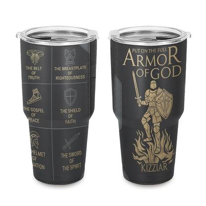 40oz Travel Mug, Double Wall Vacuum Insulated Coffee Cup, Engraved 'Armor of God' Design, Ideal Religious Gift CAB01052926