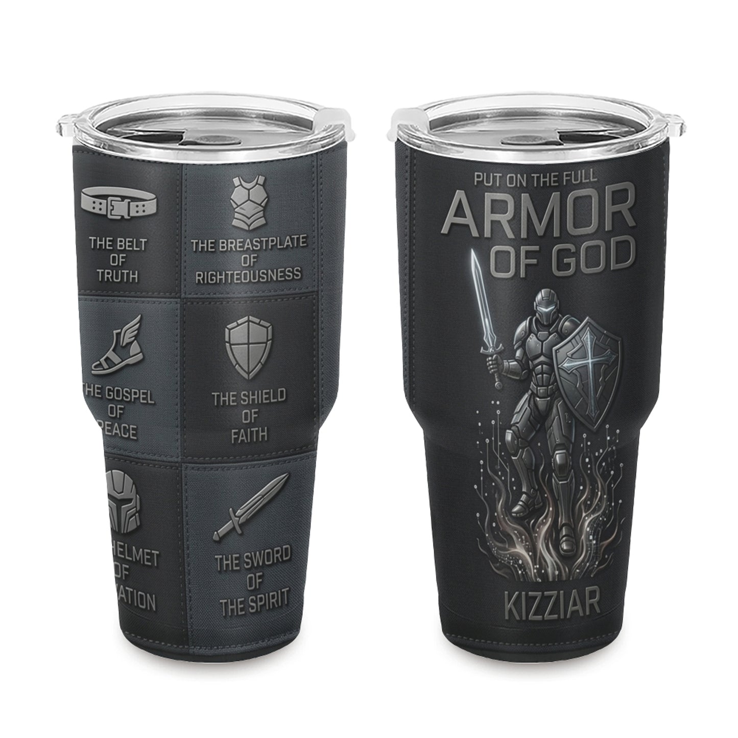 40oz Travel Mug, Double Wall Vacuum Insulated Coffee Cup, Engraved 'Armor of God' Design, Ideal Religious Gift CAB01052926