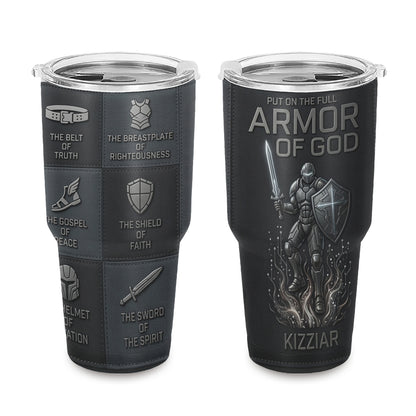 40oz Travel Mug, Double Wall Vacuum Insulated Coffee Cup, Engraved 'Armor of God' Design, Ideal Religious Gift CAB01052926