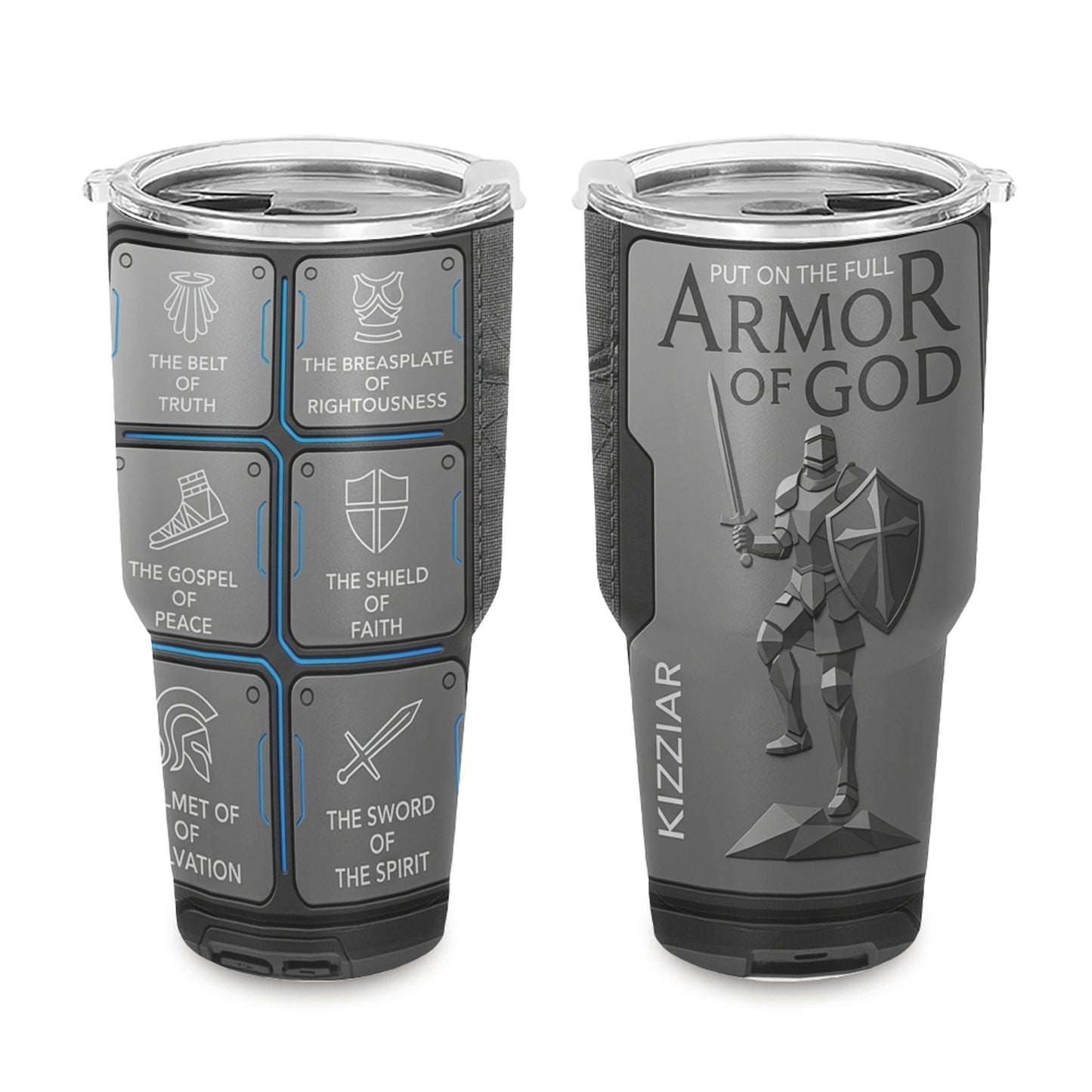 40oz Travel Mug, Double Wall Vacuum Insulated Coffee Cup, Engraved 'Armor of God' Design, Ideal Religious Gift CAB01052926