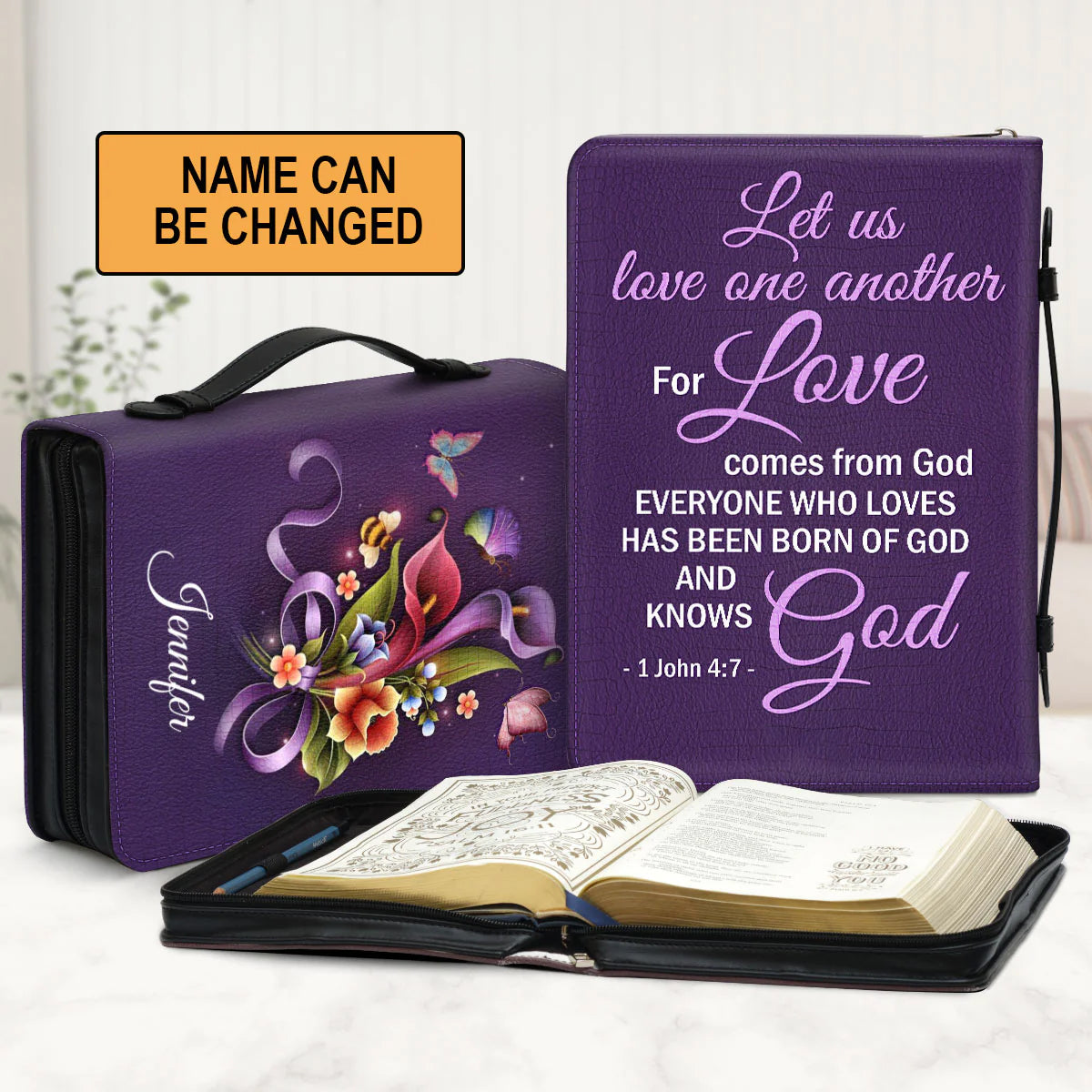 HPSP Bible Cover, Let Us Love One Another, Personalized Gifts for Pastor, Gifts For Women, Gifts For Men. - Christian Art Bag