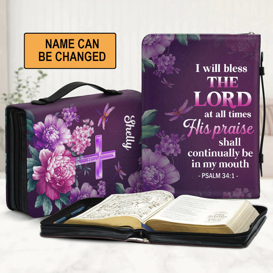 Christianart Bible Cover, I Will Bless The Lord At All Times PSALM 34 1, Personalized Gifts for Pastor, Gifts For Women, Gifts For Men. - Christian Art Bag