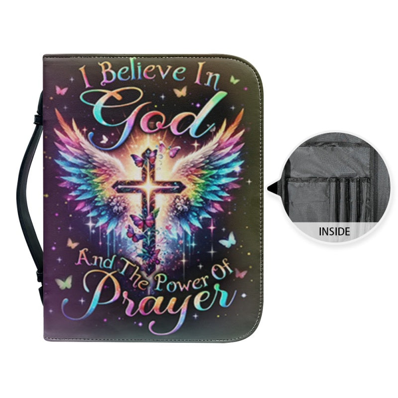 Christianartbag Bible Cover, I Believe In God And The Power Of Prayer Bible Cover, Personalized Bible Cover, Cross Wing Bible Cover, Christian Gifts, CAB05090124. - Christian Art Bag