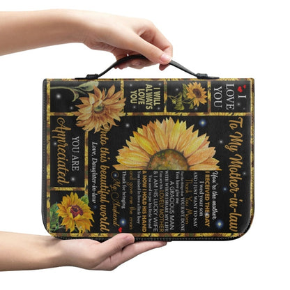 Christianartbag Bible Cover, To My Mom-in-Law Sunflower Bible Cover, Personalized Bible Cover, Mom Bible Cover, Mother Days Gifts, CAB09201223. - Christian Art Bag
