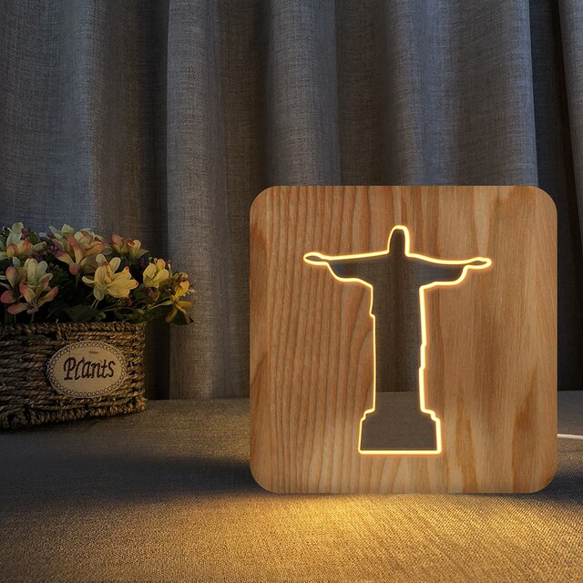 Christianartbag Home Decor, 1Pc 3D Wooden Cross USB Night Light LED Table Lamp Novelty Kids Bedroom Coffee Shop Decoration Christian Gift Dropshipping - Christian Art Bag