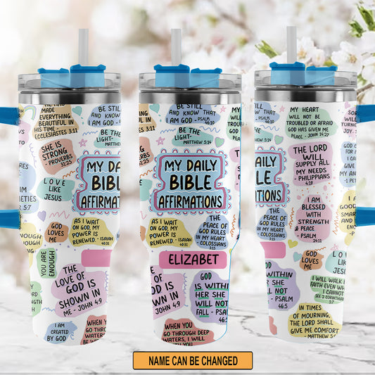 Christianartbag Drinkware, My Daily Bible Affirmations Personalized Tumbler With Handle, Personalized Tumbler With Handle, Tumbler Tumbler With Handle, Christmas Gift, CAB01280823 - Christian Art Bag