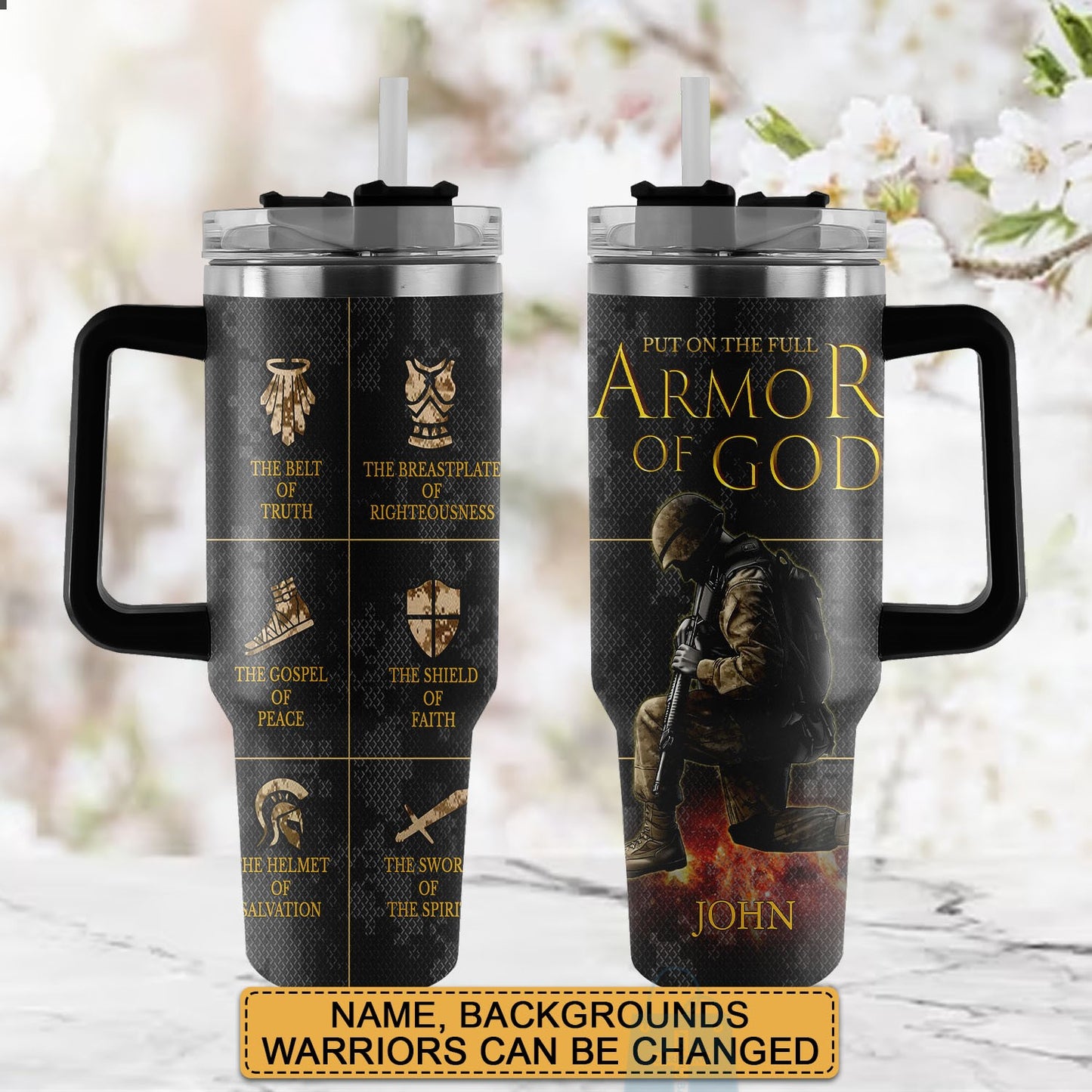 Christianartbag Drinkware, Put On The Full Armor Of God Personalized Tumbler - CABTB01290524.