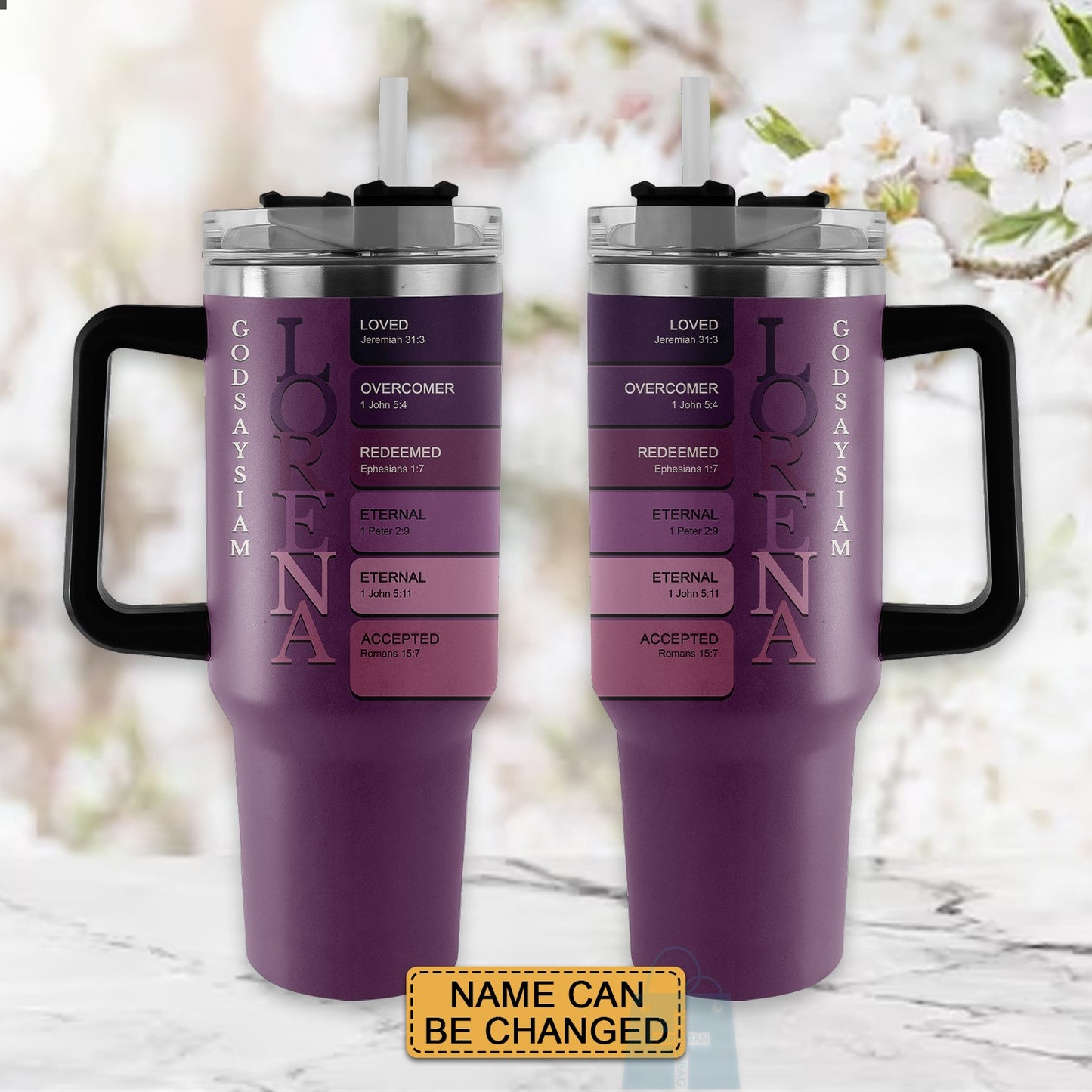 Christianartbag Drinkware, Uncover The Sacred Meaning Of Your Name, Personalized Mug, Purple Tumbler, CABTB01110724.