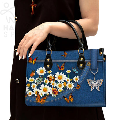 Christianart Handbag, Personalized Handbag, Daisy And Butterfly, Personalized Gifts, Gifts for Women. - Christian Art Bag