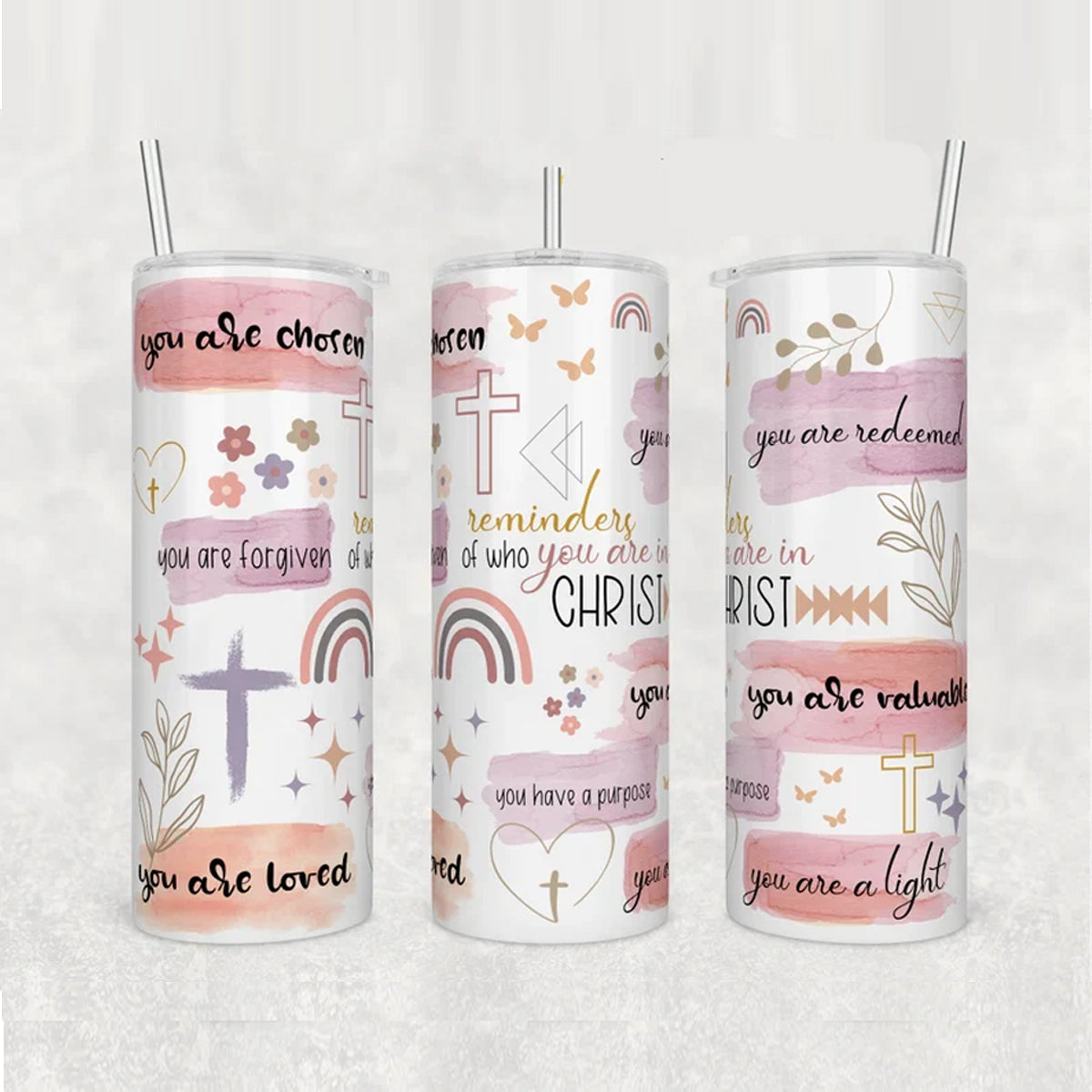 Christianartbag Skinny Tumbler, Cross Rainbow Christian, Skinny Tumbler Christian Bible Verse, Drinkware Christian. - Christian Art Bag