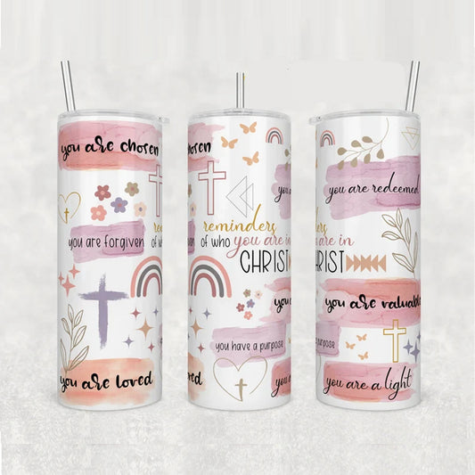 Christianartbag Skinny Tumbler, Cross Rainbow Christian, Skinny Tumbler Christian Bible Verse, Drinkware Christian. - Christian Art Bag