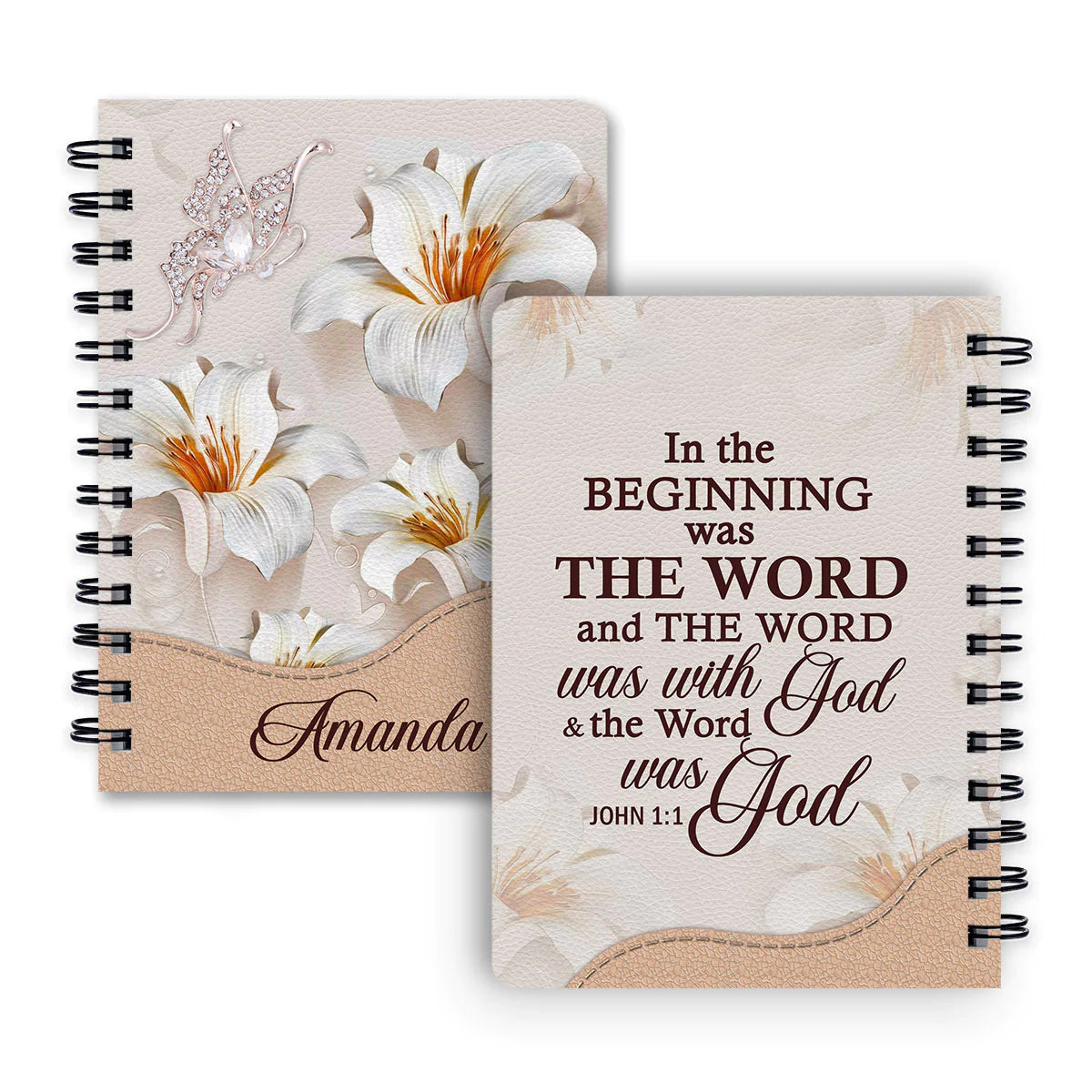 Christianart Spiral Journal, In The Beginning Was The Word, Personalized Spiral Journal, Jesus Spiral Journal. - Christian Art Bag