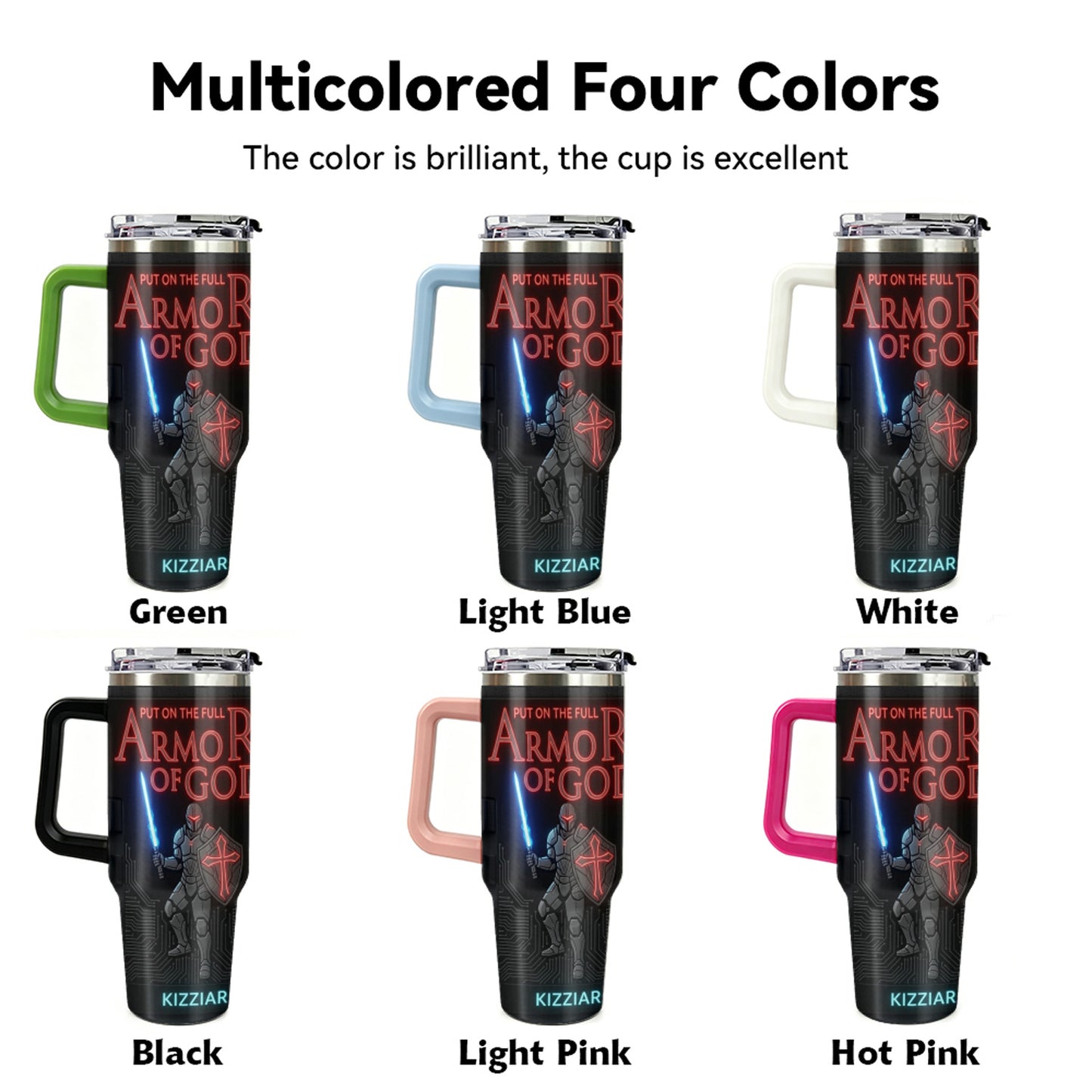 40oz Travel Mug, Double Wall Vacuum Insulated Coffee Cup, Engraved 'Armor of God' Design, Ideal Religious Gift CAB01052926
