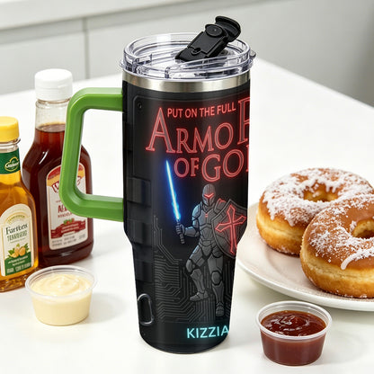 40oz Travel Mug, Double Wall Vacuum Insulated Coffee Cup, Engraved 'Armor of God' Design, Ideal Religious Gift CAB01052926
