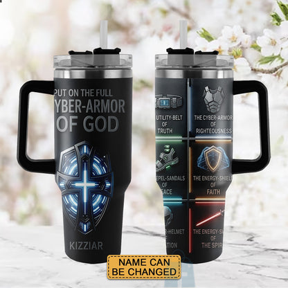 40oz Travel Mug, Double Wall Vacuum Insulated Coffee Cup, Engraved 'Armor of God' Design, Ideal Religious Gift CAB01052926