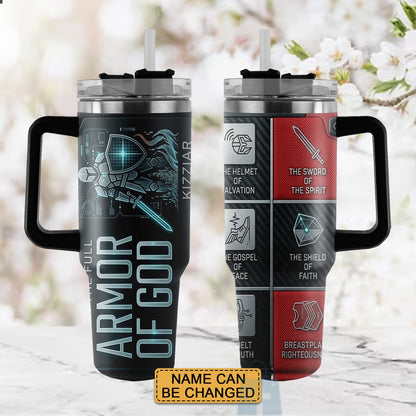 40oz Travel Mug, Double Wall Vacuum Insulated Coffee Cup, Engraved 'Armor of God' Design, Ideal Religious Gift CAB01052926