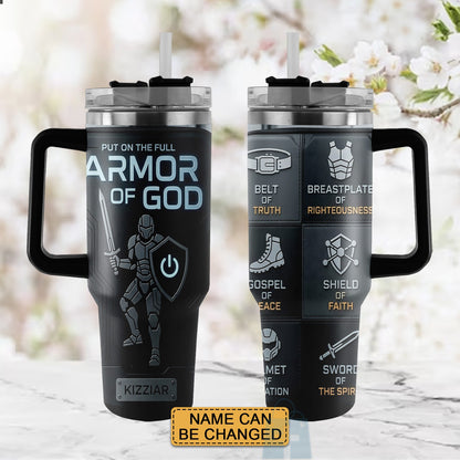 40oz Travel Mug, Double Wall Vacuum Insulated Coffee Cup, Engraved 'Armor of God' Design, Ideal Religious Gift CAB01052926