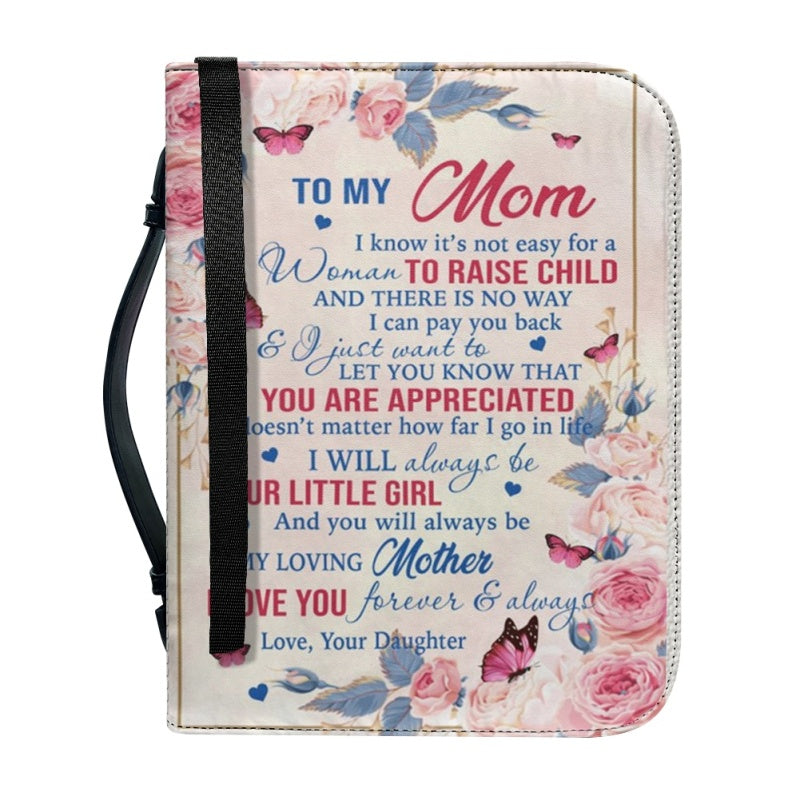 Christianartbag Bible Cover, To My Mom I Love You Butterfly Rose Bible Cover, Personalized Bible Cover, Mom Bible Cover, Mother Days Gifts, CAB07201223. - Christian Art Bag