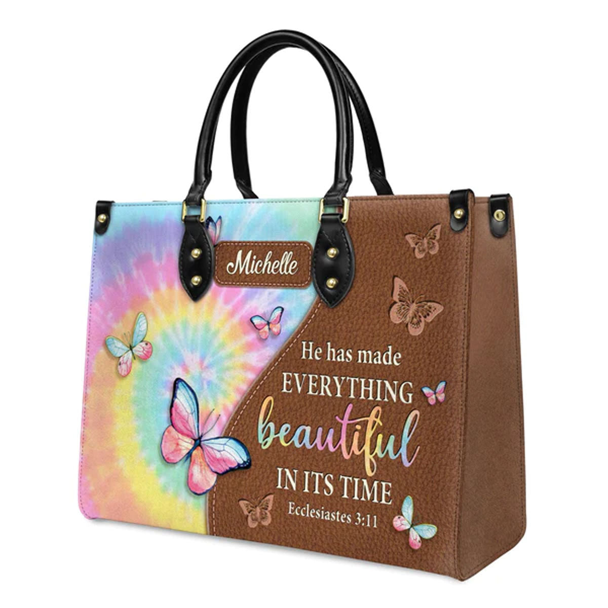 Christianartbag Handbags, He Has Made Everything Beautiful In Its Time Ecclesiastes 3:11 Leather Bags, Personalized Bags, Gifts for Women, Christmas Gift, CABLTB02140823. - Christian Art Bag