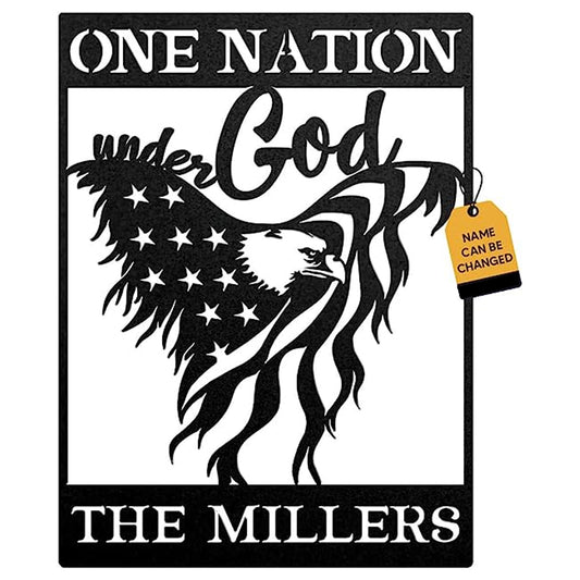 Christianartbag Metal Signs, One Nation The Millers, Under GOD, Christian Wall Art With Religious Scripture, Appreciation Gifts For Family - Christian Art Bag