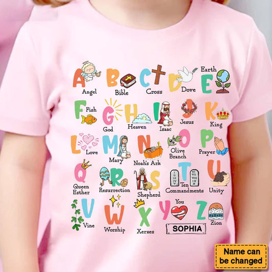 Christianartbag T-shirt, Bible Alphabet Kid T-Shirt, Children's Printed T-Shirts, CABTK01160923. - Christian Art Bag