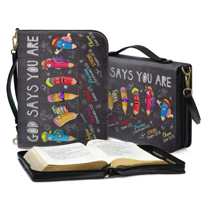 CHRISTIANARTBAG Bible Cover - GOD Says You Are - Bible Cover For Kids - Personalized Bible Cover, CABBBCV01070924.