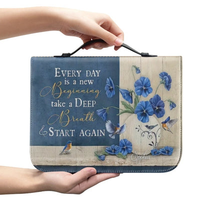 Christianartbag Bible Cover, Every Day Is A New Beginning Bible Cover, Personalized Bible Cover, Flower Bible Cover, Christian Gifts, CAB03250124.