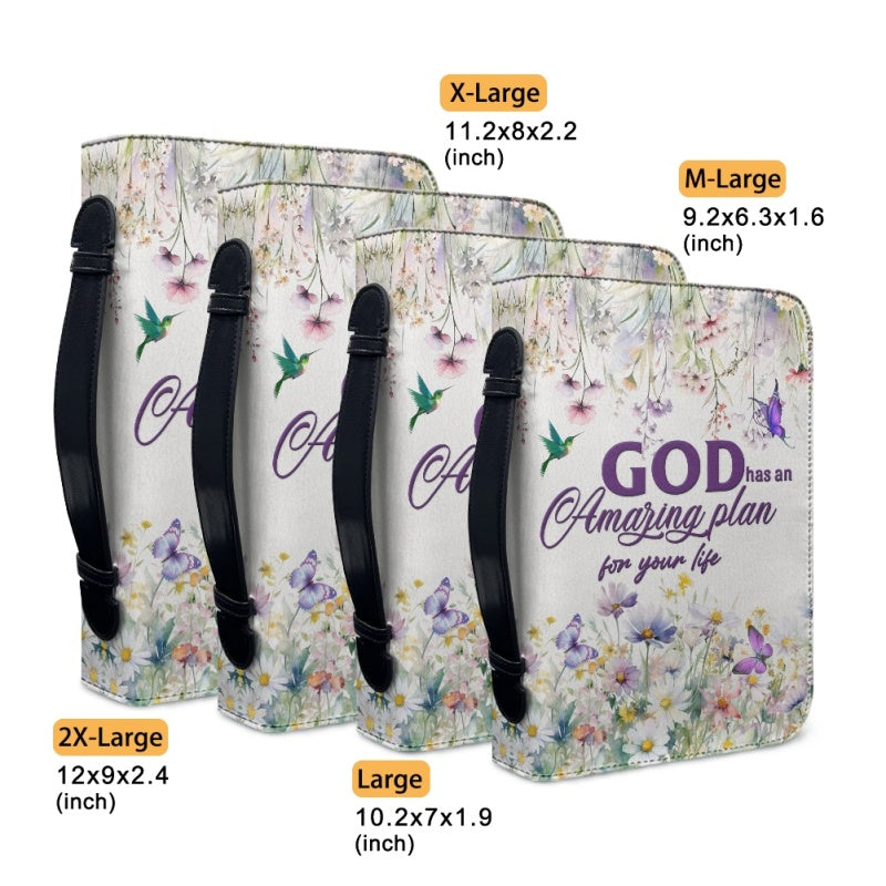 Christianartbag Bible Cover, GOD Has An Amazing Plan For Your Life Bible Cover, Personalized Bible Cover, Flower Bible Cover, Christian Gifts, CAB02271223. - Christian Art Bag