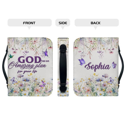 Christianartbag Bible Cover, GOD Has An Amazing Plan For Your Life Bible Cover, Personalized Bible Cover, Flower Bible Cover, Christian Gifts, CAB02271223. - Christian Art Bag