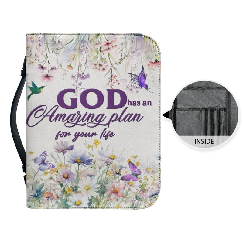 Christianartbag Bible Cover, GOD Has An Amazing Plan For Your Life Bible Cover, Personalized Bible Cover, Flower Bible Cover, Christian Gifts, CAB02271223. - Christian Art Bag