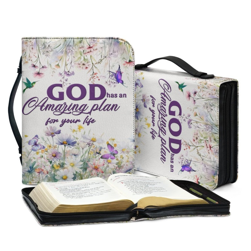 Christianartbag Bible Cover, GOD Has An Amazing Plan For Your Life Bible Cover, Personalized Bible Cover, Flower Bible Cover, Christian Gifts, CAB02271223. - Christian Art Bag