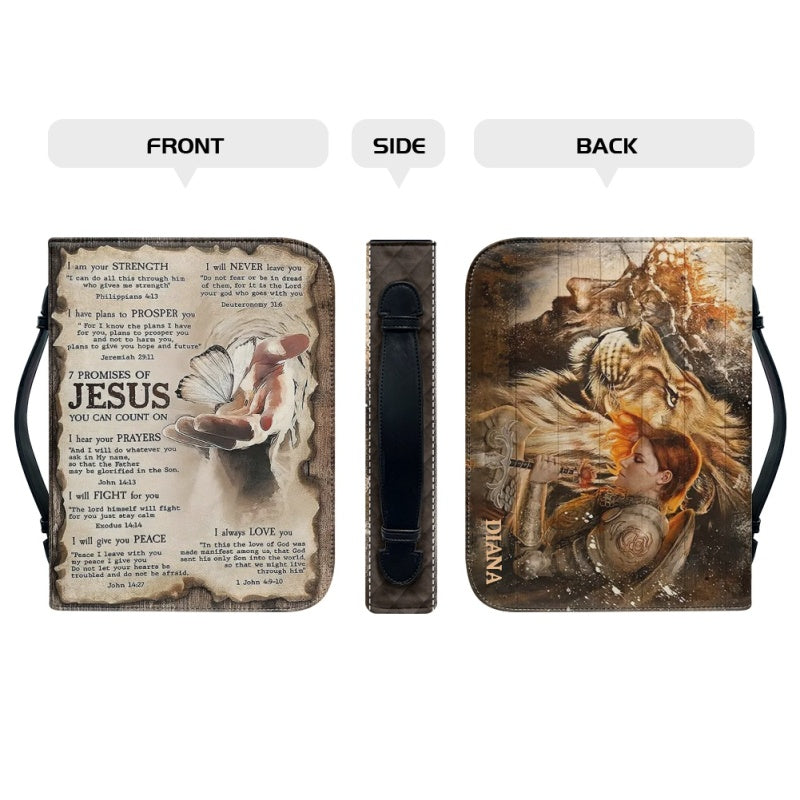 Christianartbag Bible Cover, 7 Promises Of Jesus Bible Cover, Personalized Bible Cover, Warrior Bible Cover, Christian Gifts, CAB01200124. - Christian Art Bag