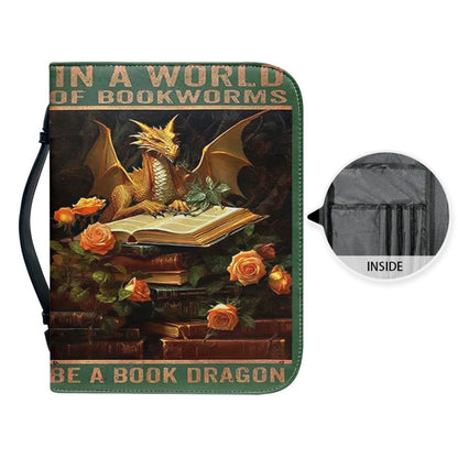 CHRISTIANARTBAG Bible Covers - In A World Of Bookworms Be A Book Dragon - Personalized Book Cover - CABBBCV03030524.