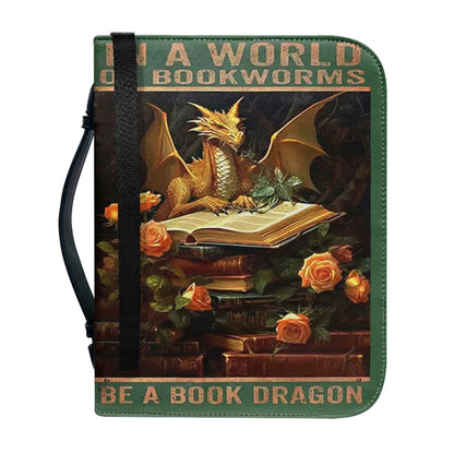 CHRISTIANARTBAG Bible Covers - In A World Of Bookworms Be A Book Dragon - Personalized Book Cover - CABBBCV03030524.