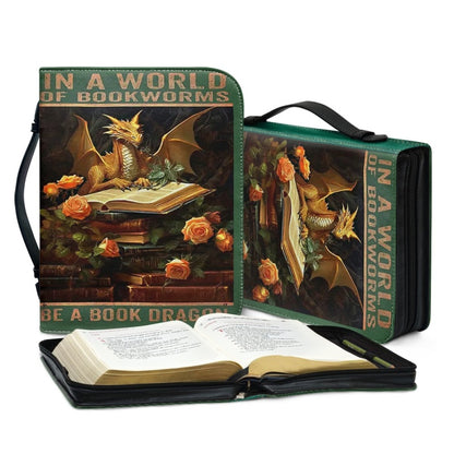 CHRISTIANARTBAG Bible Covers - In A World Of Bookworms Be A Book Dragon - Personalized Book Cover - CABBBCV03030524.