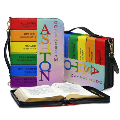 CHRISTIANARTBAG Bible Cover Rainbow - Uncover the sacred meaning of your name - Personalized Bible Cover, CABBBCV03131124.